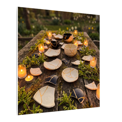 Broken Pottery Spring Canvas Art | Kintsugi Beautiful Design