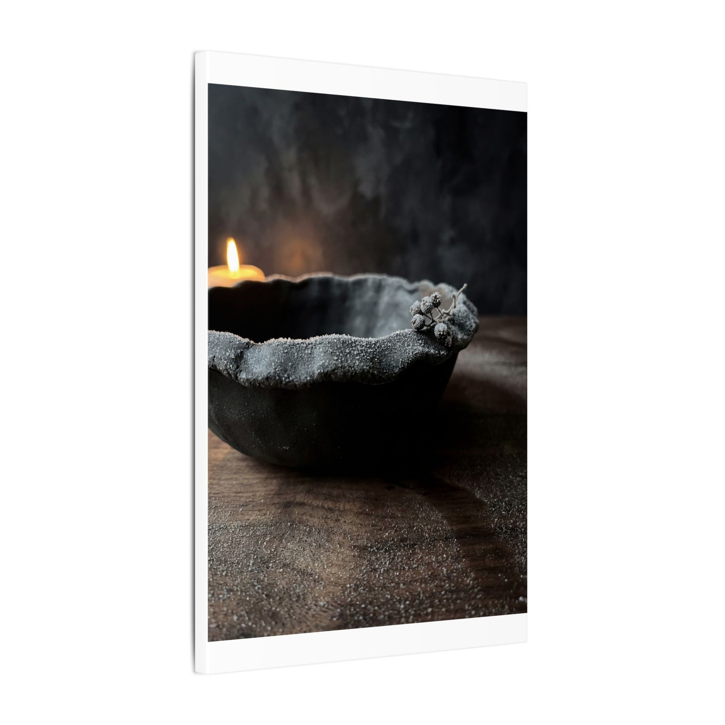 Ceramic Bowl Canvas Art | Winter Dark Japandi Shadow Zen Art