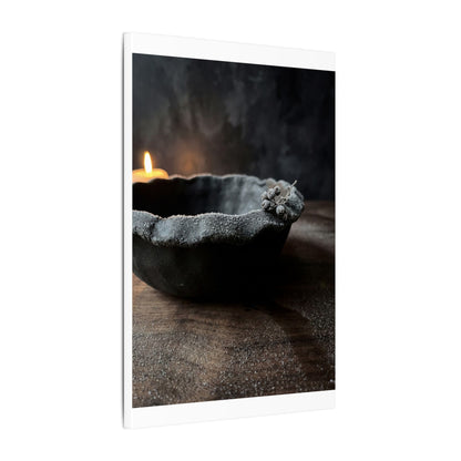 Ceramic Bowl Canvas Art | Winter Dark Japandi Shadow Zen Art
