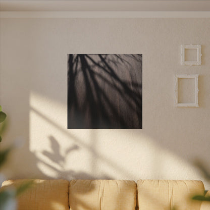 Dark Japandi Shadow Play in Dawn | Moody Minimal Canvas Art