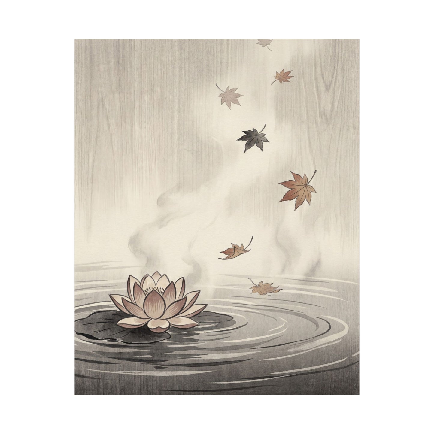 Lotus Flower Wall Art Print | Autumn Zen Ukiyo E Inspired Art