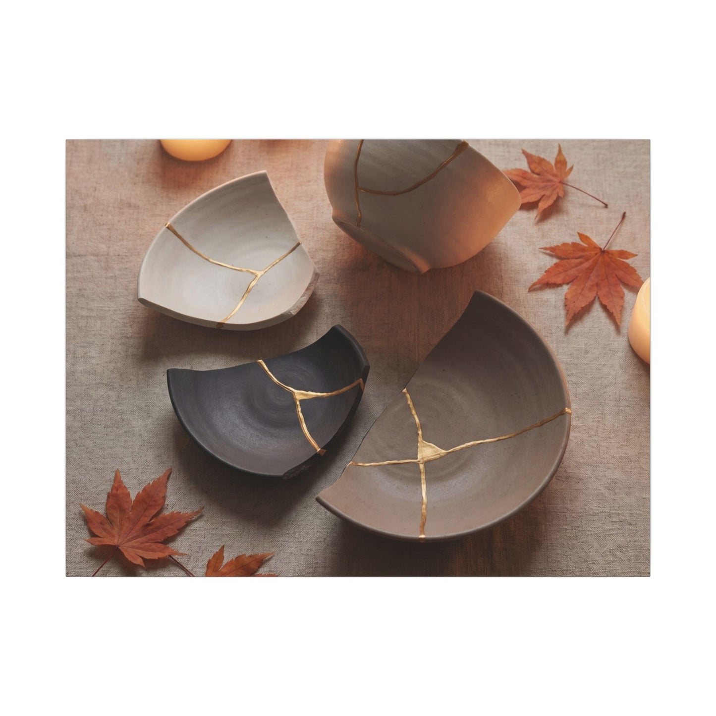 Candlelight Broken Pottery Canvas Art - Japandi Ma Art Print
