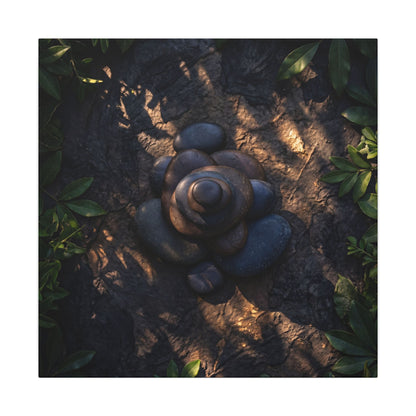 Ma River Stones Canvas Art - Dark Japandi Dark Texture