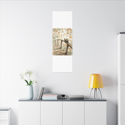 Wooden Bridge Canvas Art | Autumn Japandi Watercolor Art