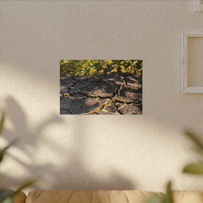 Shibui Cracked Earth Canvas Art - Kintsugi Gold Repair