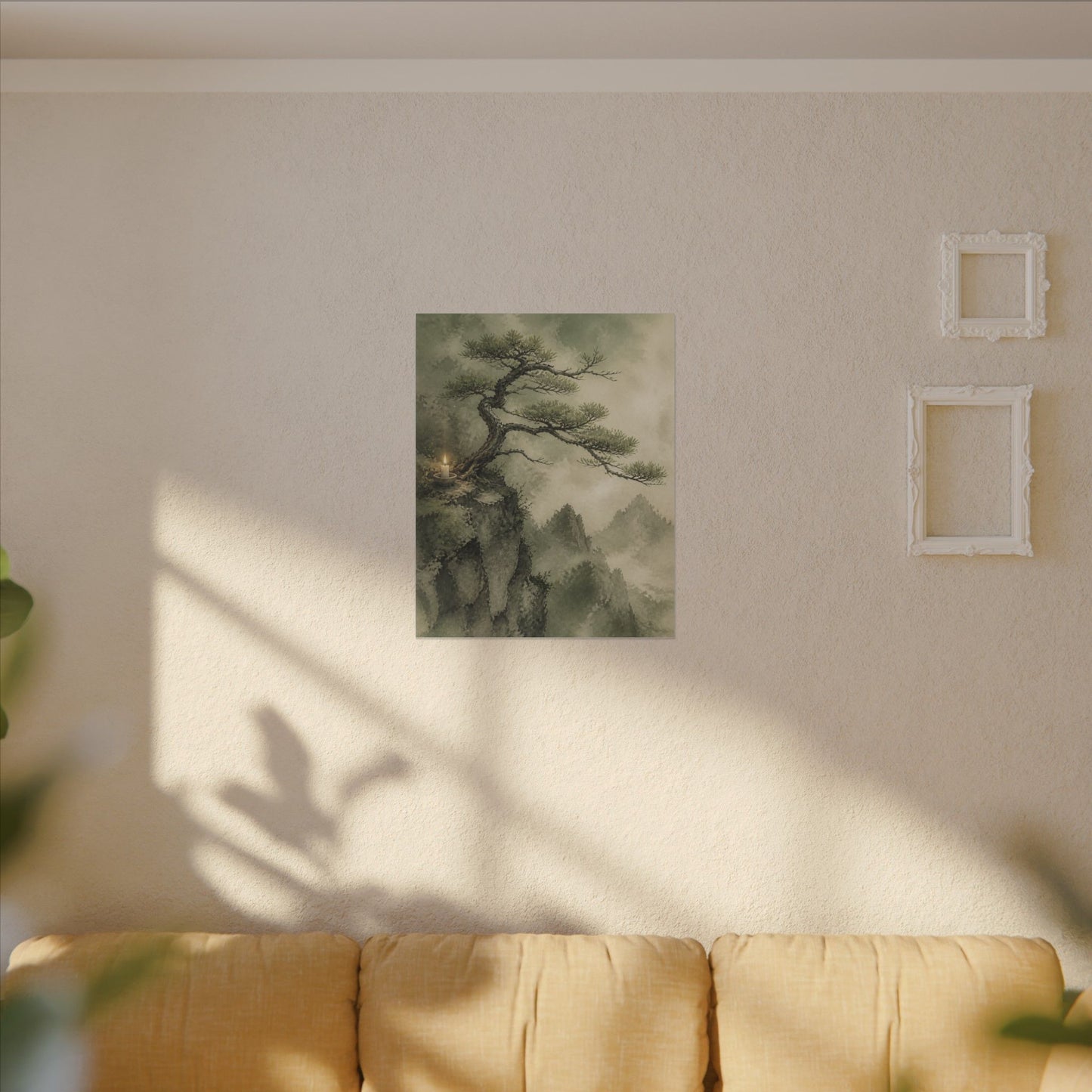 Candlelight Pine Tree Canvas Art - Japandi Kanso