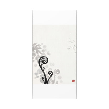 Winter Fern Unfurling Ukiyo E Inspired Canvas Art | Peaceful Decor