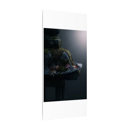 Stone Lantern Moody Minimal Canvas Art | Sophisticated Dark Japandi Art