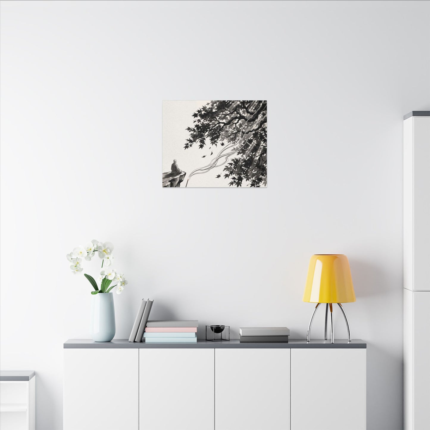 Serene Incense Smoke Canvas Art - Ukiyo E Inspired Zen