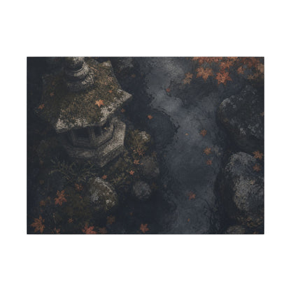 Stone Lantern Canvas Art | Autumn Japandi Texture Art