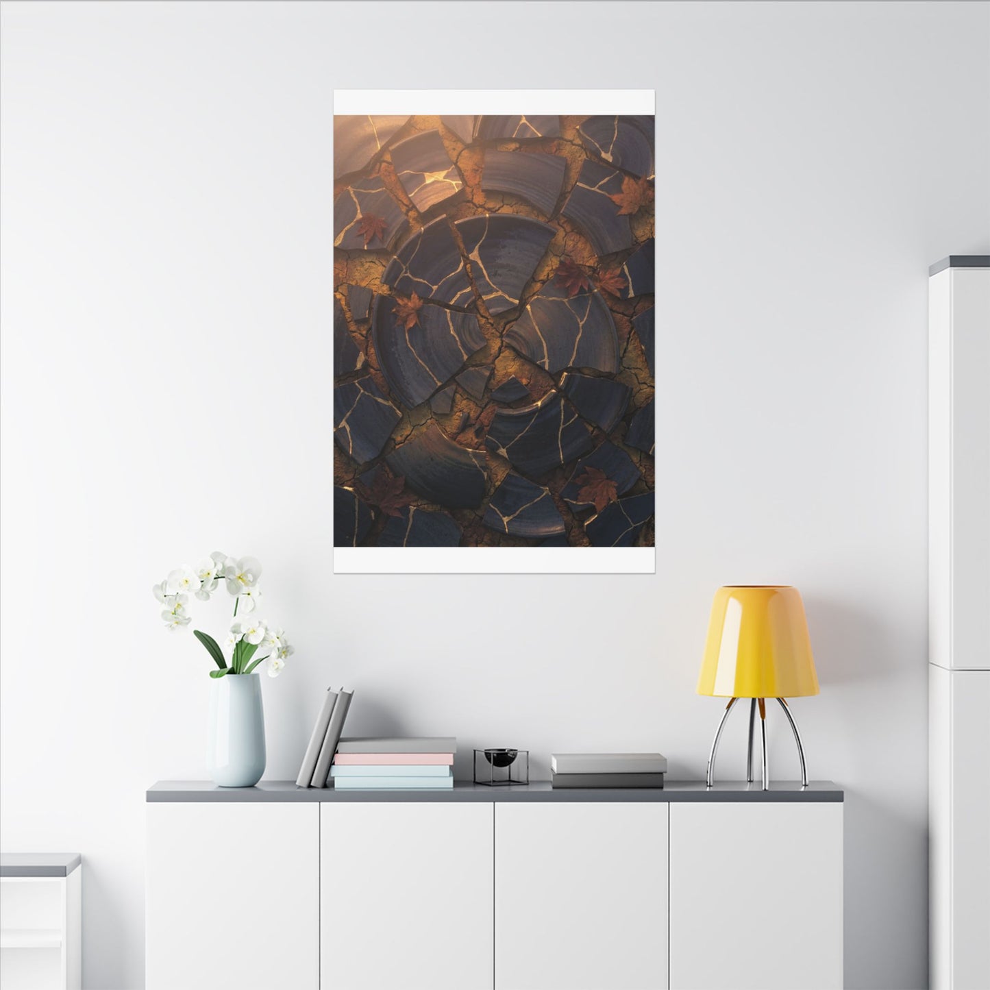 Autumn Cracked Earth Gold Repair Canvas Art | Philosophical Decor