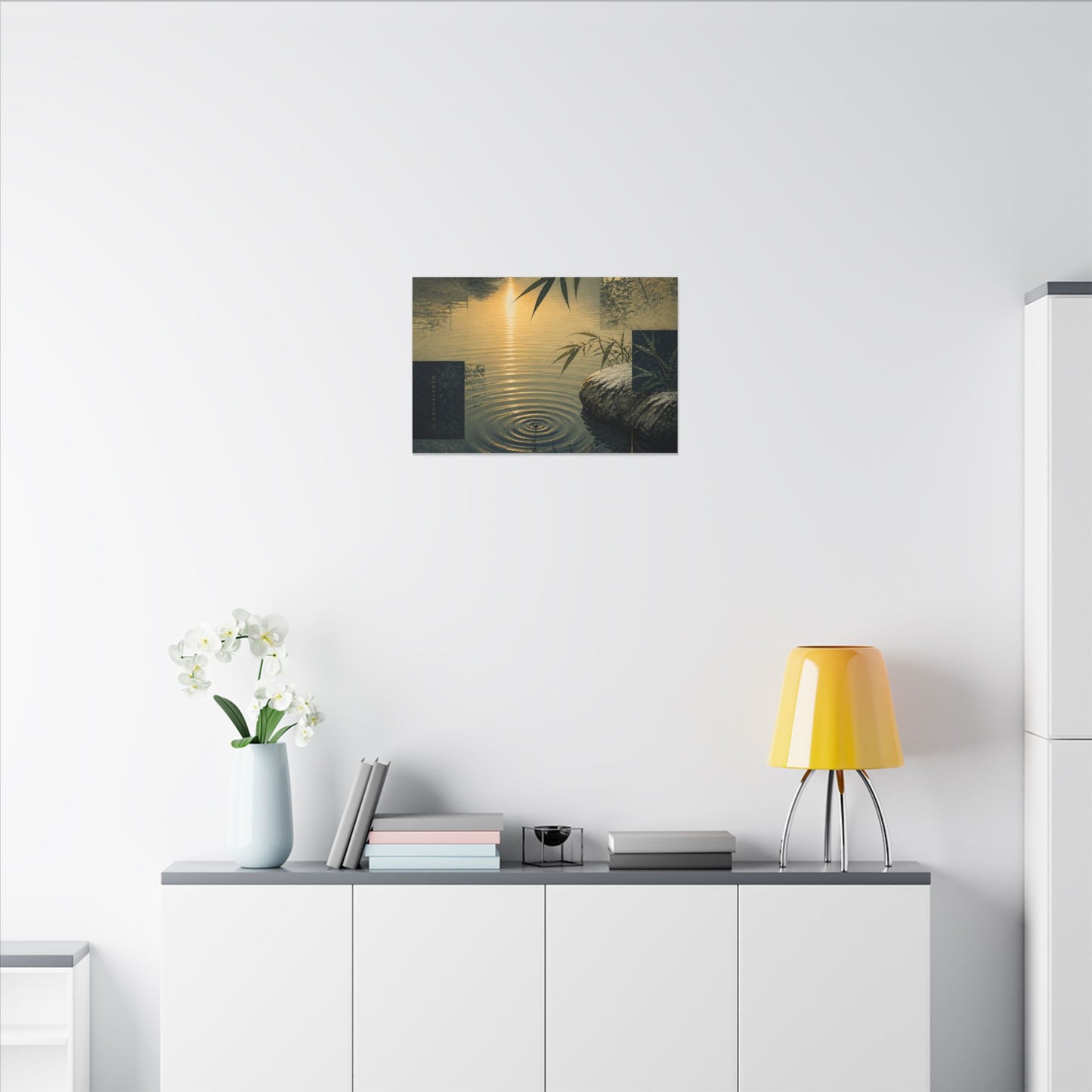 Zen Water Ripple in Golden Hour | Ukiyo E Inspired Canvas Art
