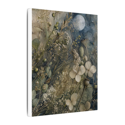 Japandi Dried Flowers in Moonlight | Watercolor Canvas Art