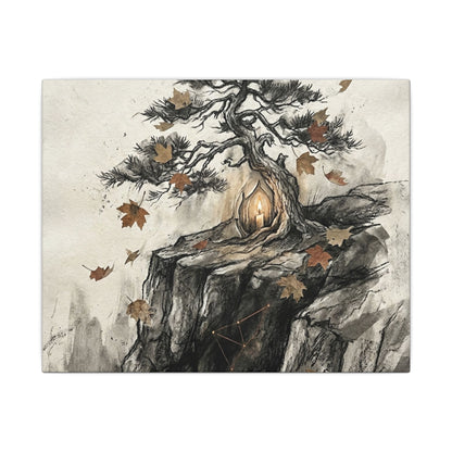 Pine Tree Autumn Canvas Art | Japandi Earthy Design