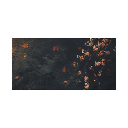 Golden Hour Cherry Blossom Canvas Art - Dark Japandi Kanso
