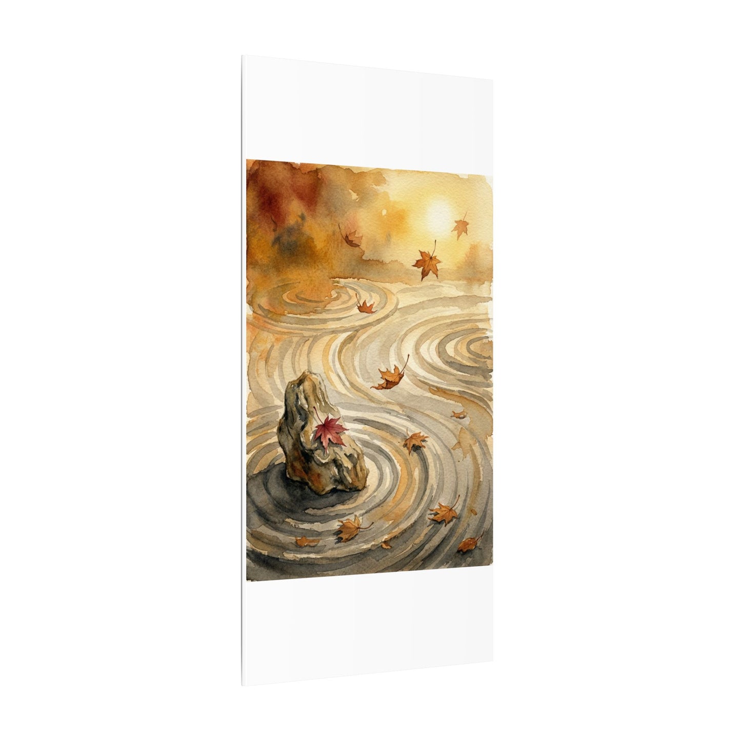 Autumn Rock Garden Watercolor Canvas Art | Neutral Decor