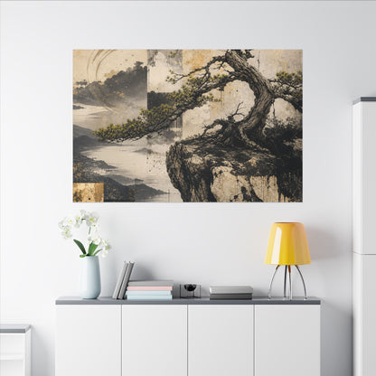Golden Hour Pine Tree Canvas Art - Japandi Datsuzoku