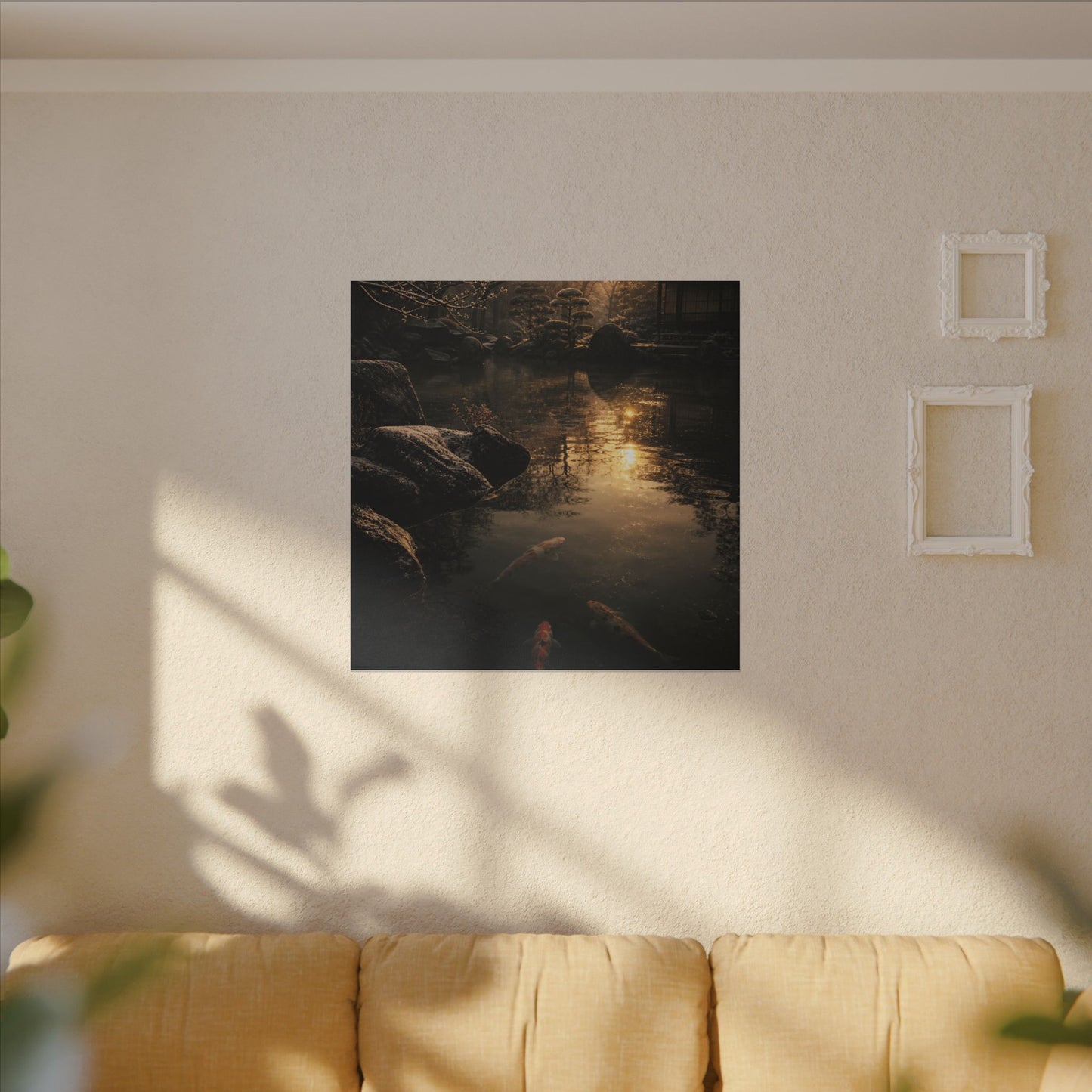 Winter Koi Pond Shadow Zen Canvas Art | Bold Decor