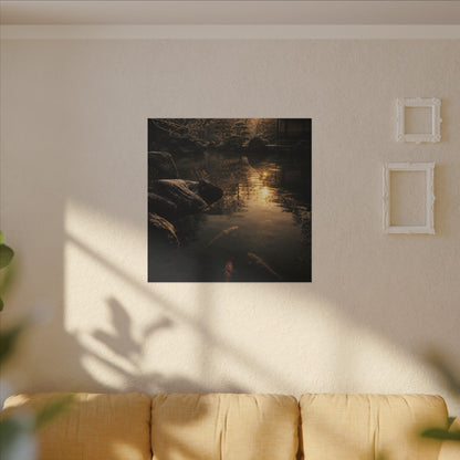 Winter Koi Pond Shadow Zen Canvas Art | Bold Decor