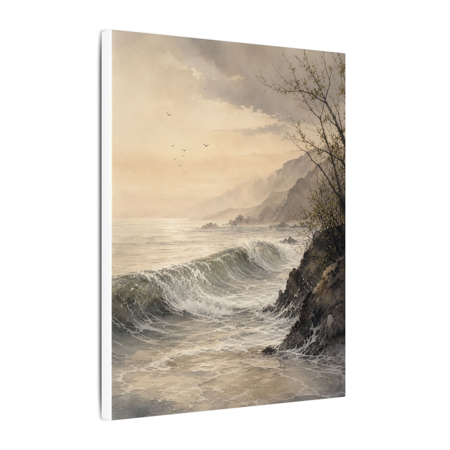 Ocean Wave Spring Canvas Art | Japandi Elegant Design