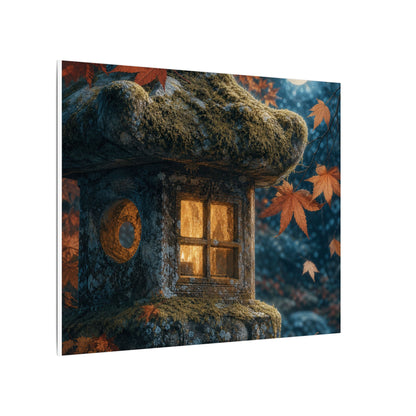 Autumn Stone Lantern Forest Whimsy Canvas Art | Earthy Decor