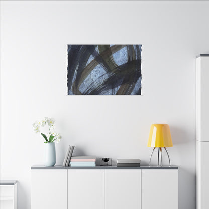 Ink Brushstroke Canvas Art | Winter Dark Japandi Shadow Zen Art