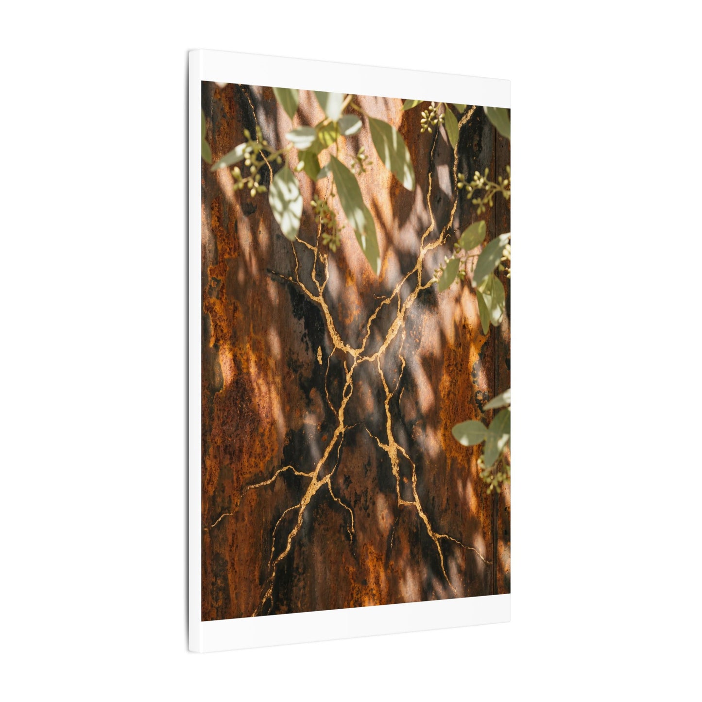 Kanso Rust Patina Canvas Art - Kintsugi Gold Vein