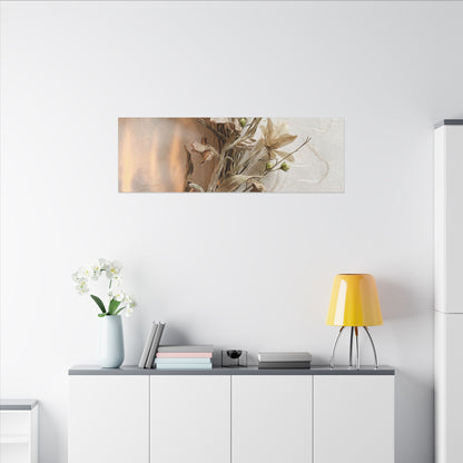 Dried Flowers Japanese Pattern Canvas Art | Neutral Japandi Art