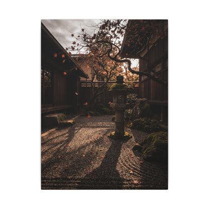 Seijaku Stone Lantern Canvas Art - Dark Japandi Shadow Zen