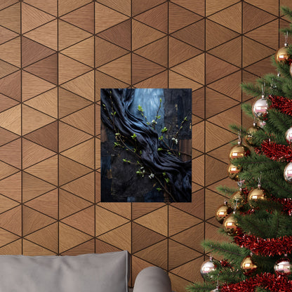 Moonlight Silk Drape Wall Art Print - Dark Japandi Datsuzoku