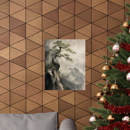 Japandi Pine Tree in Dappled | Watercolor Wall Art Print