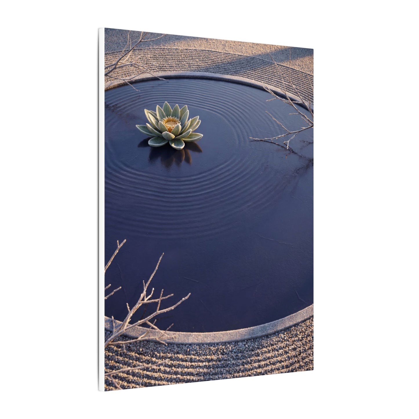 Lotus Flower Canvas Art | Winter Zen Karesansui Art Art Print