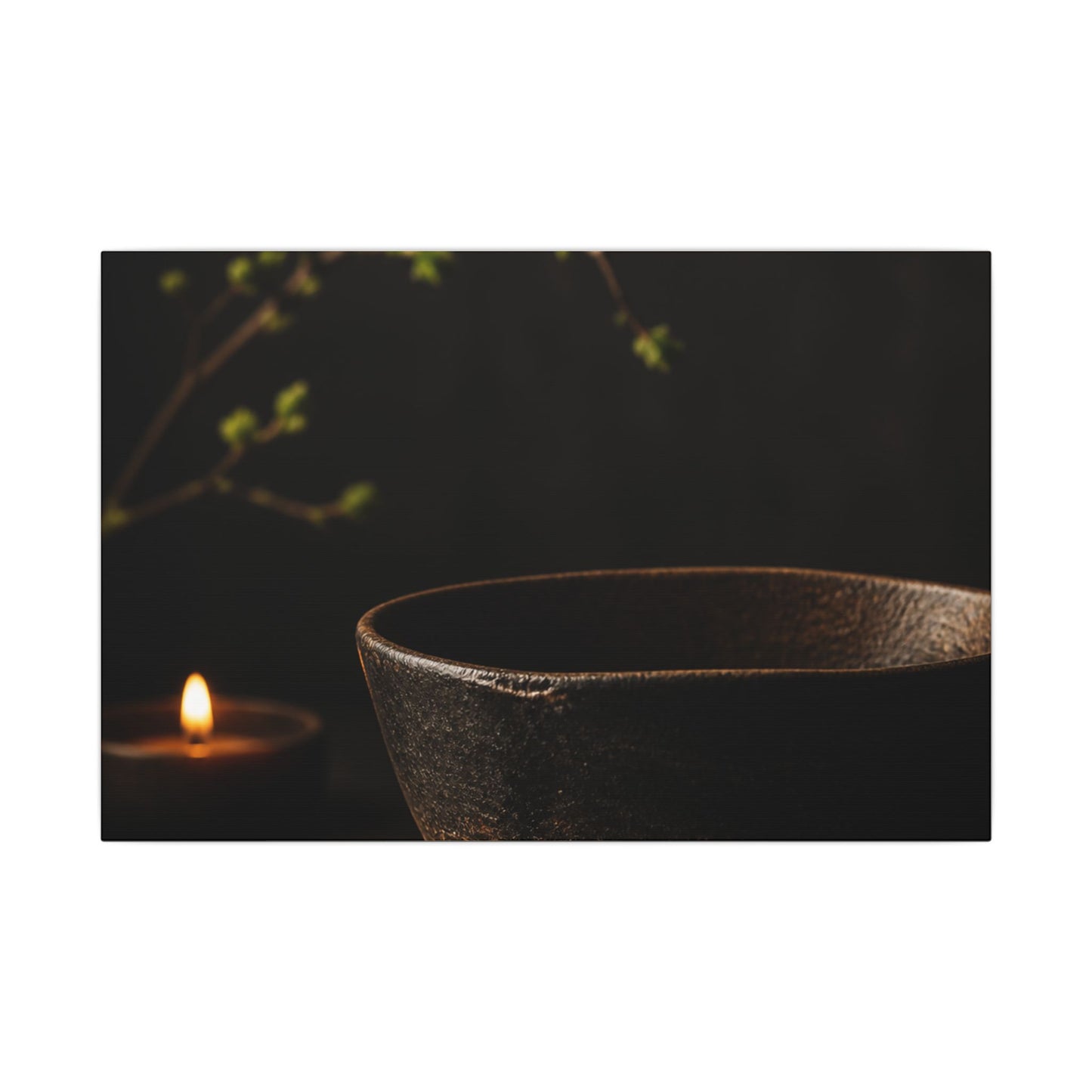 Moody Ceramic Bowl Canvas Art - Shadow Zen Dark Japandi