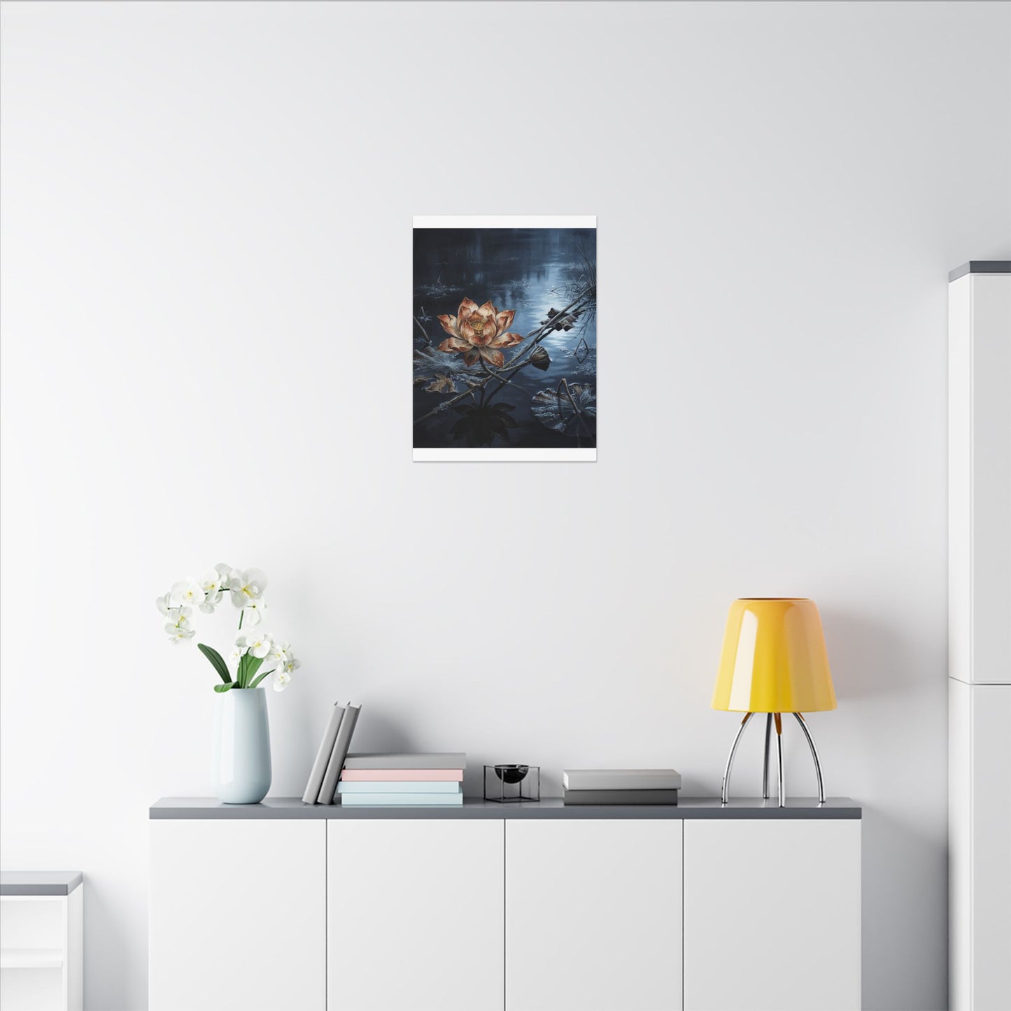 Winter Lotus Flower Broken Beauty Canvas Art | Healing Decor