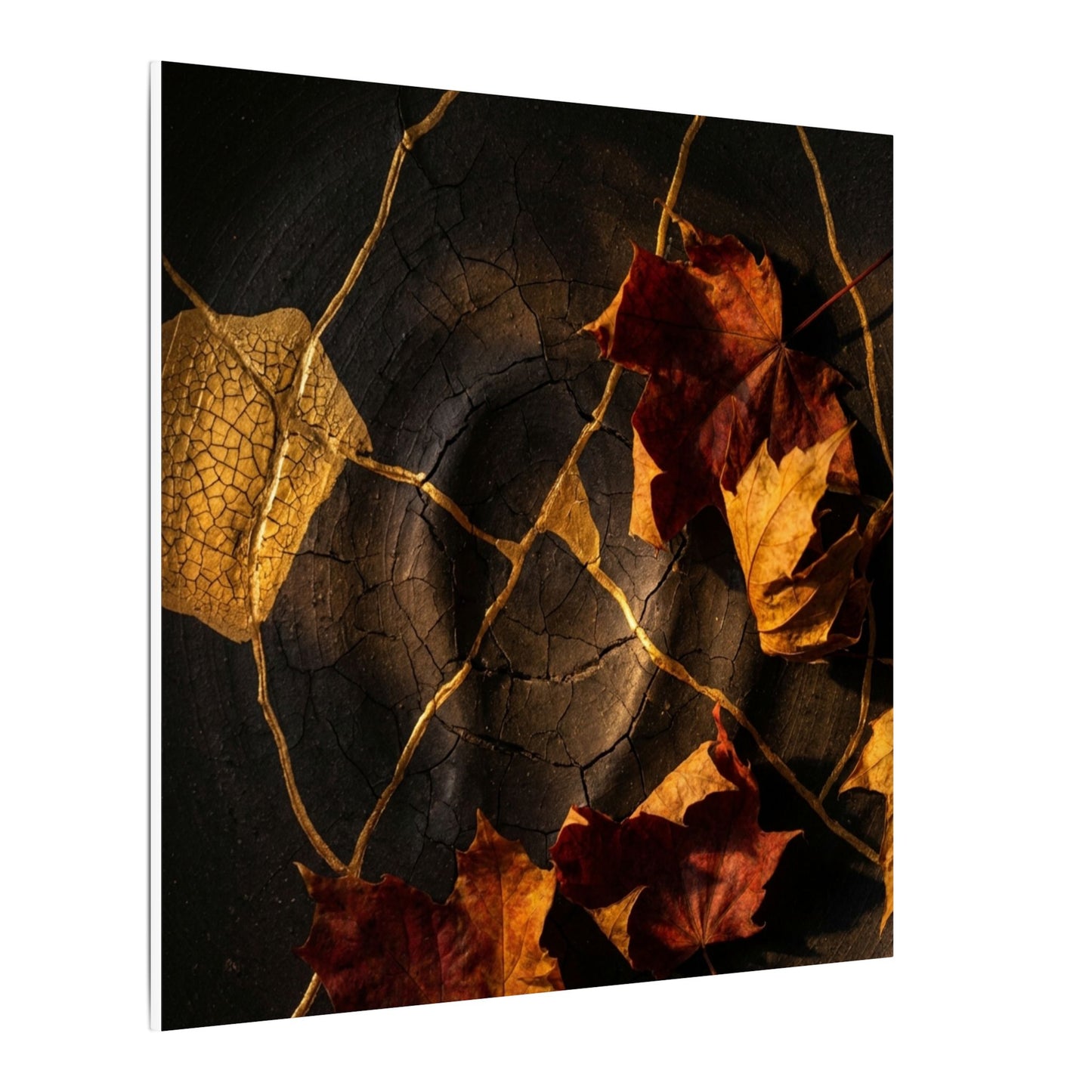 Resilient Shadow Play Canvas Art - Crackle Gold Kintsugi