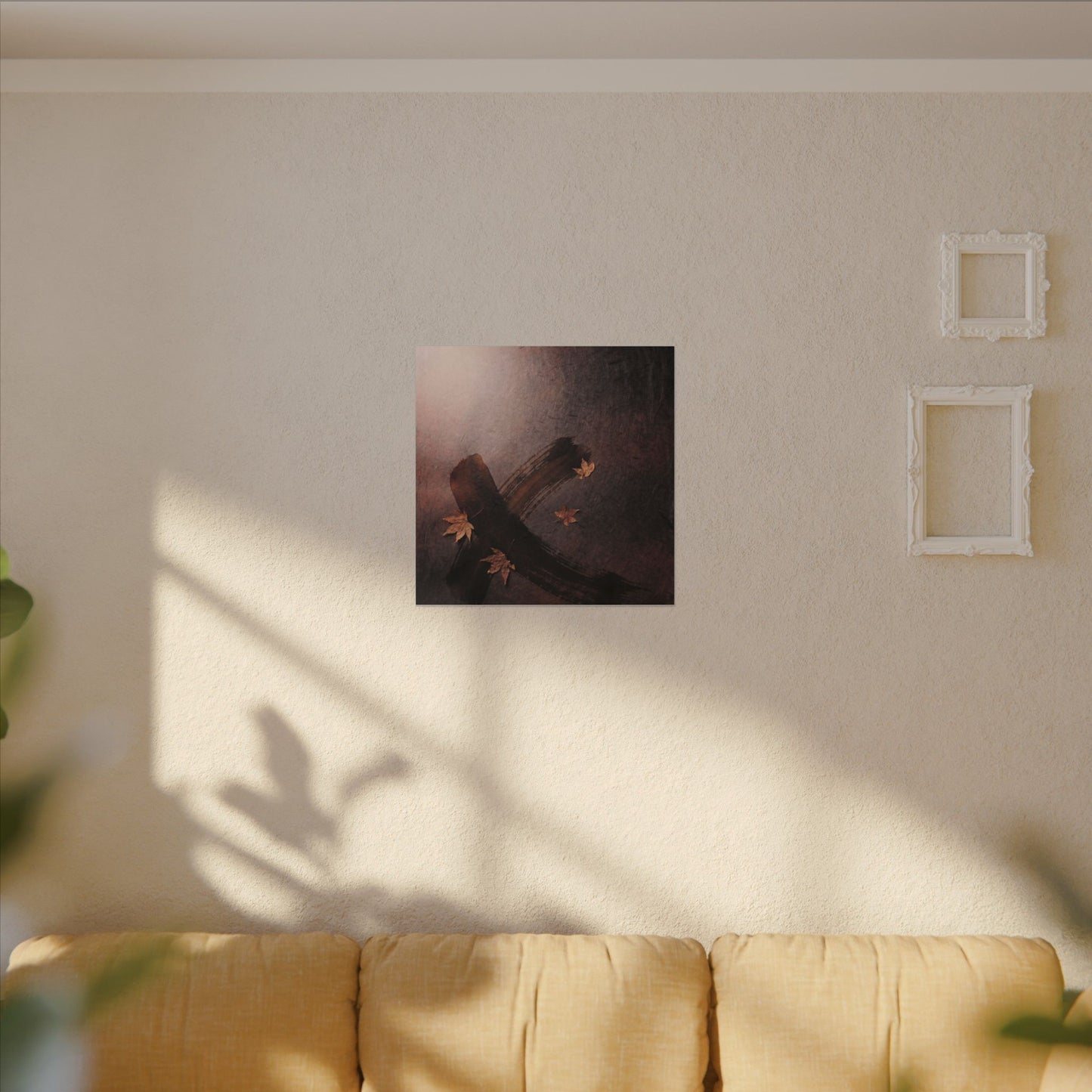 Moody Ink Brushstroke Canvas Art - Moody Minimal Dark Japandi