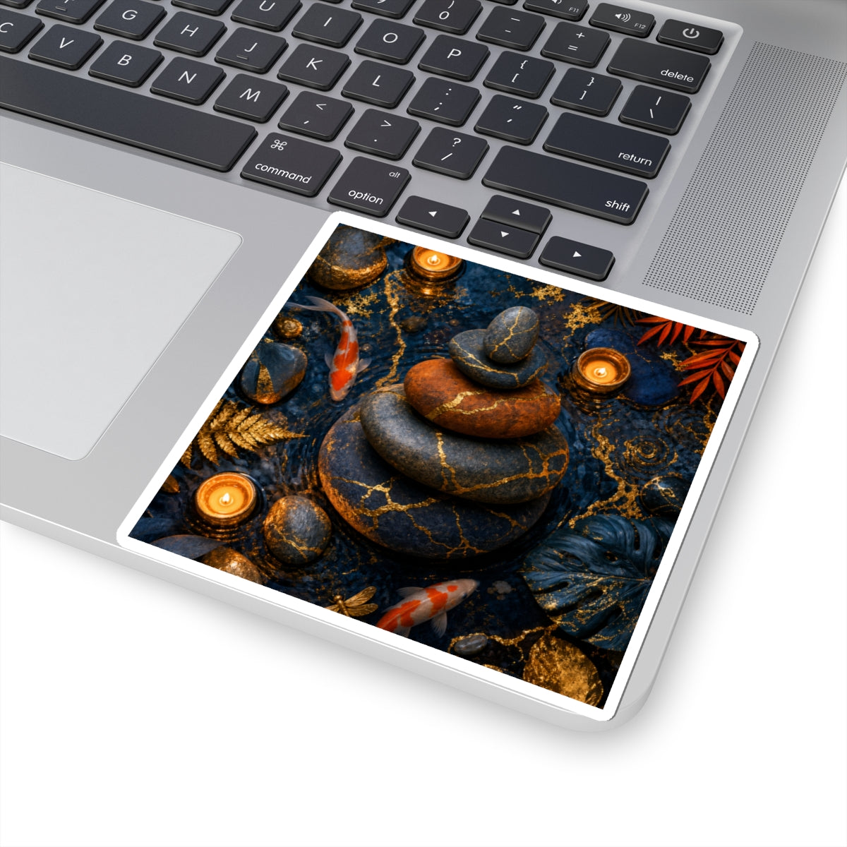 Kintsugi River Stones in Candlelight | Gold Vein Sticker