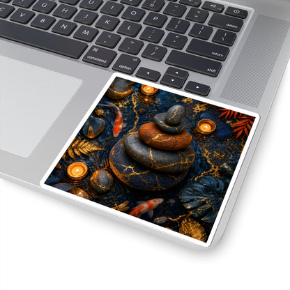 Kintsugi River Stones in Candlelight | Gold Vein Sticker