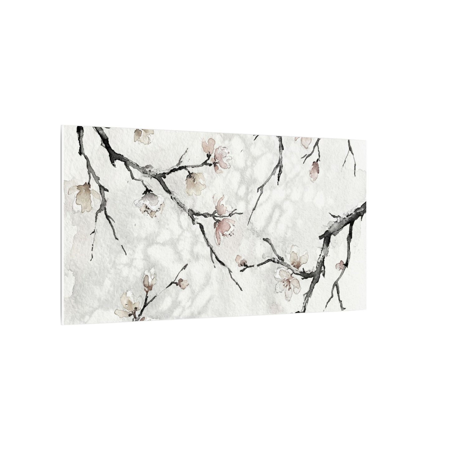 Cherry Blossom Canvas Art | Winter Japandi Watercolor Art
