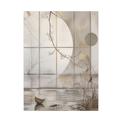 Winter Shoji Screen Japanese Pattern Canvas Art | Elegant Decor