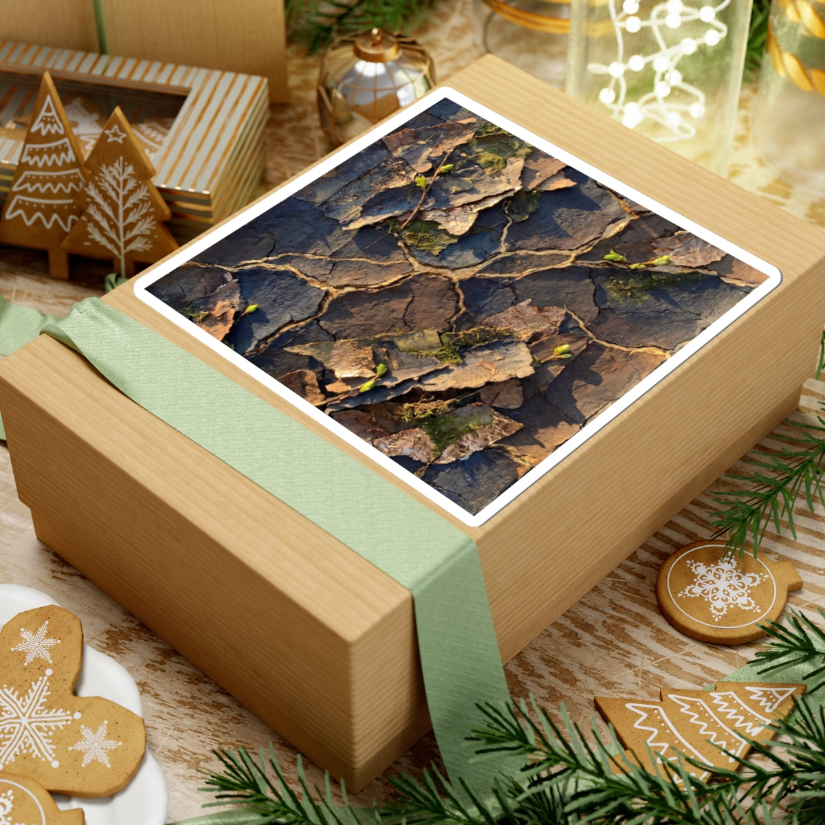 Cracked Earth Dark Texture Sticker | Moody Dark Japandi Art
