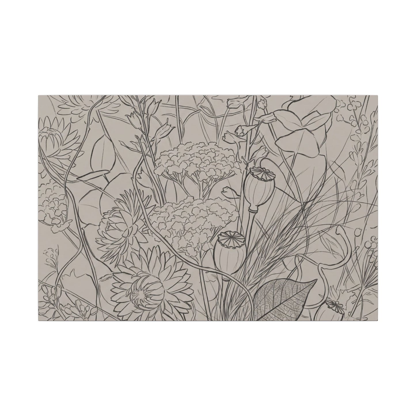 Summer Dried Flowers Minimal Line Canvas Art | Elegant Decor