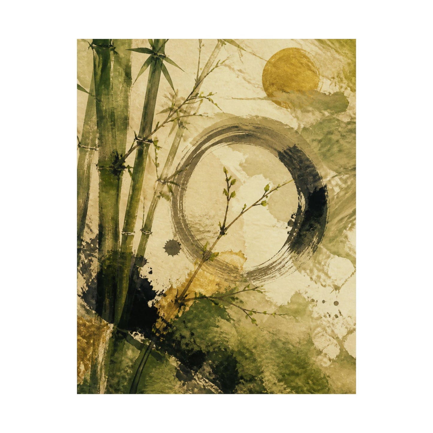 Spring Ink Brushstroke Sumi E Wall Art Print | Serene Decor