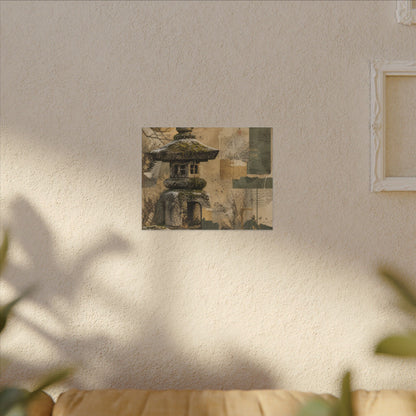 Elegant Stone Lantern Canvas Art - Texture Japandi