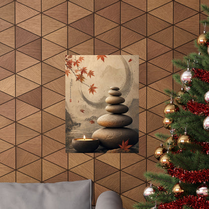 Ma River Stones Wall Art Print - Japandi Japanese Pattern