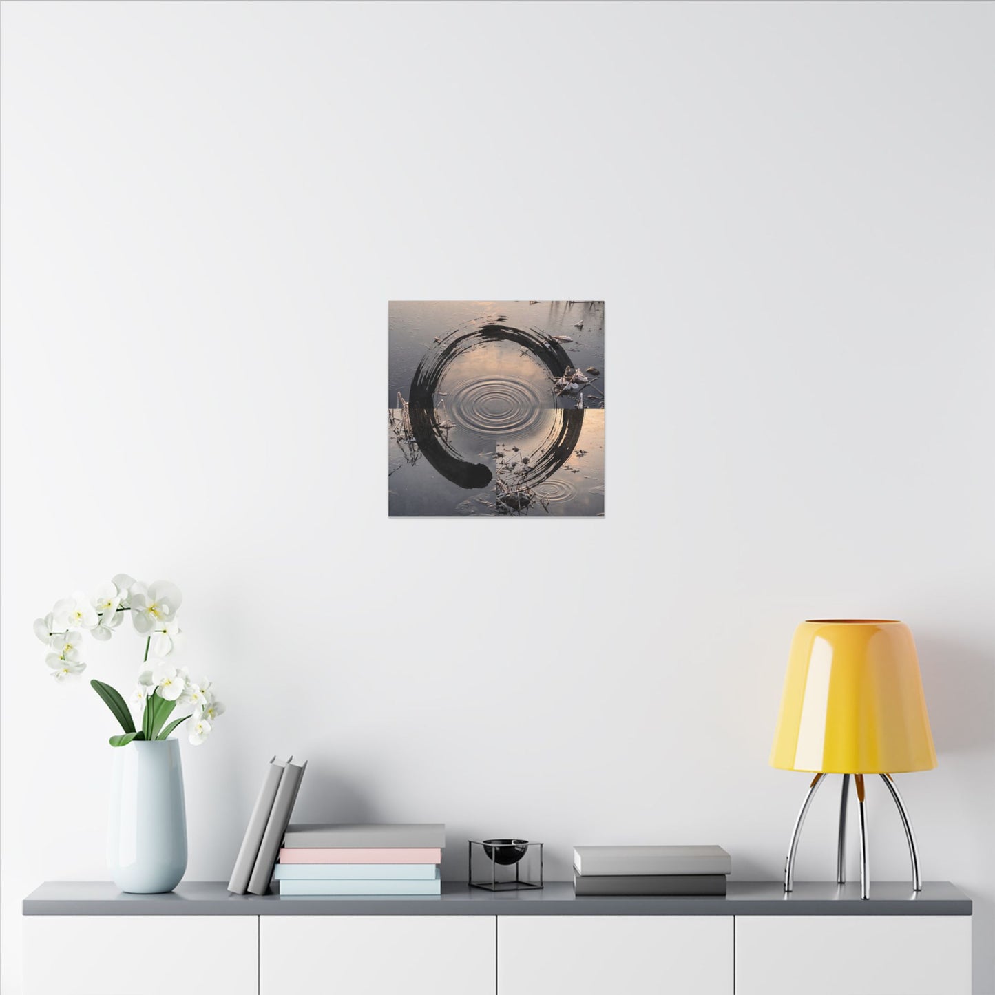 Winter Water Ripple Enso Canvas Art | Tranquil Decor