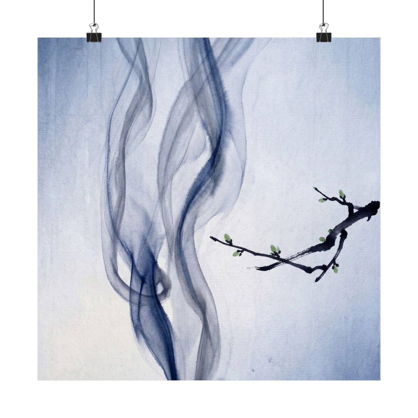 Datsuzoku Incense Smoke Wall Art Print - Zen Sumi E