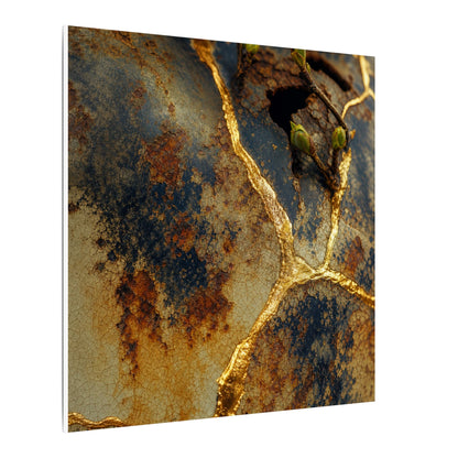 Datsuzoku Rust Patina Canvas Art - Kintsugi Crackle Gold
