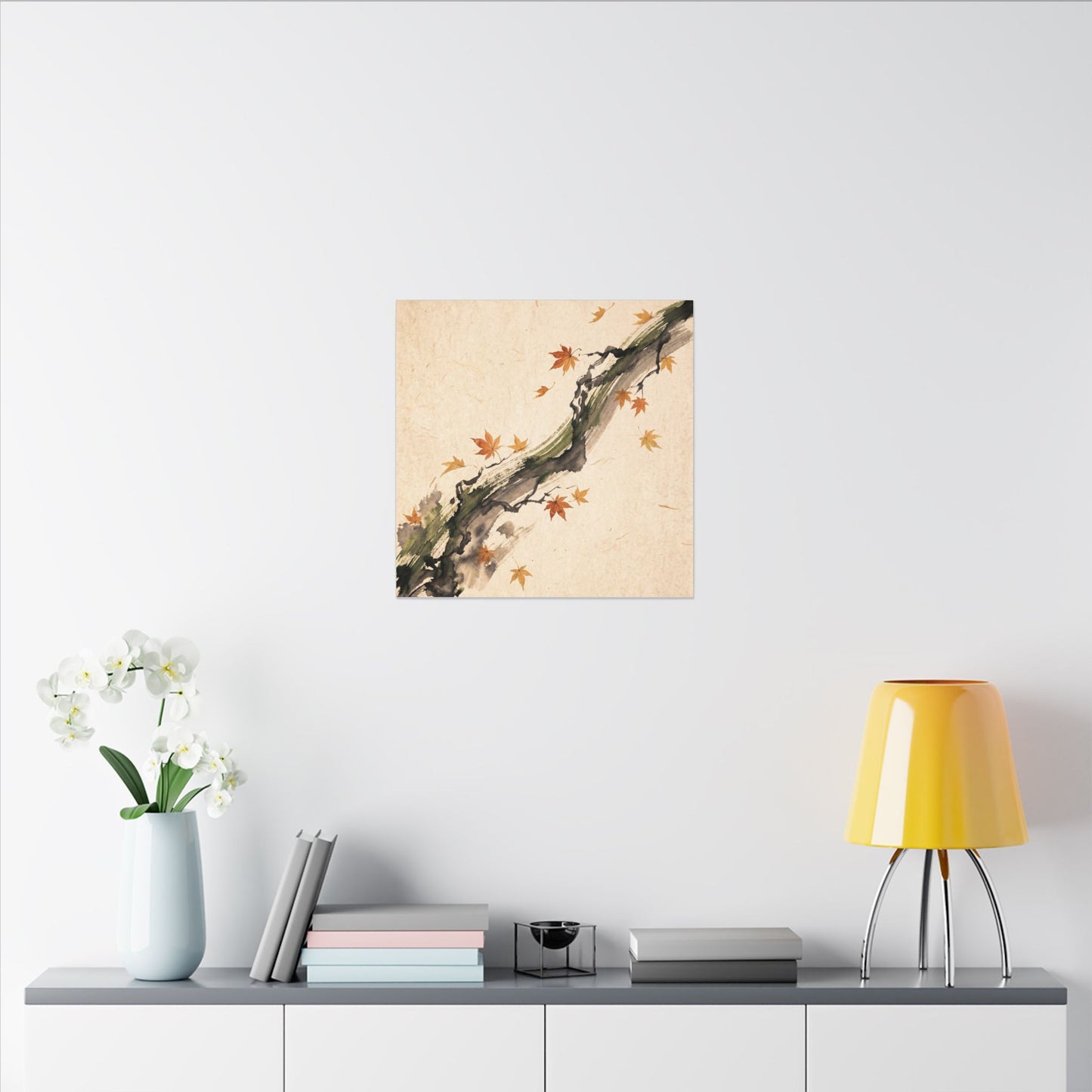 Ink Brushstroke Autumn Canvas Art | Zen Calm Design