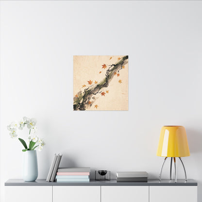 Ink Brushstroke Autumn Canvas Art | Zen Calm Design